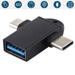 USB 3.0 メス to USB-C / Type-C オス + Micro USB オス 多機能 OTGアダプター スリングホール付き