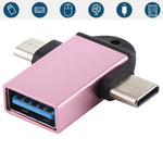 USB 3.0 メス to USB-C / Type-C オス + Micro USB オス 多機能 OTGアダプター スリングホール付き
