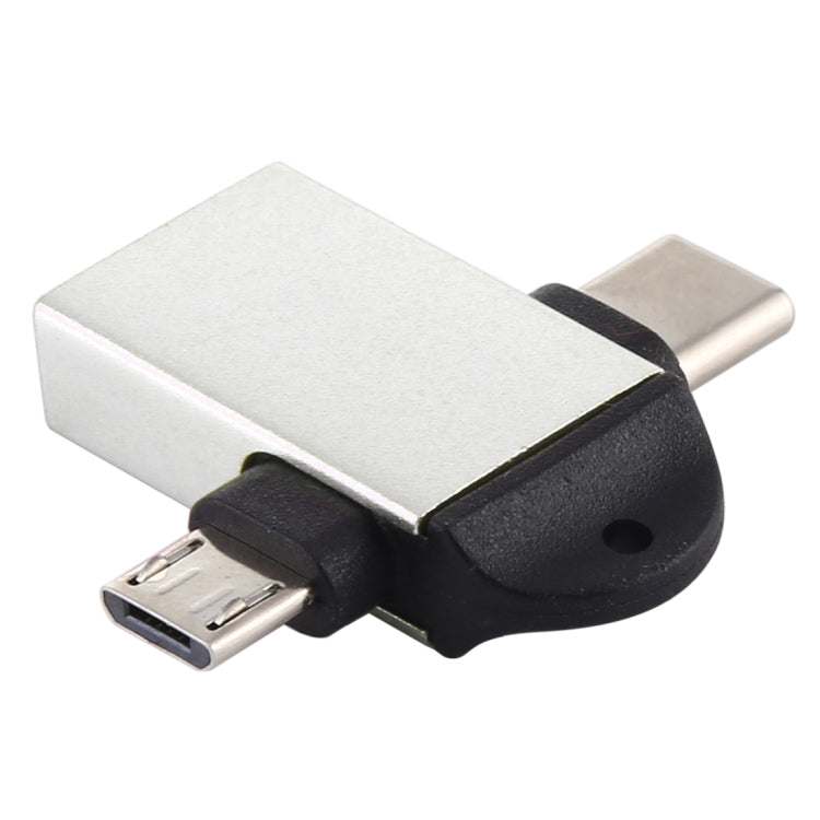 USB 3.0 メス to USB-C / Type-C オス + Micro USB オス 多機能 OTGアダプター スリングホール付き