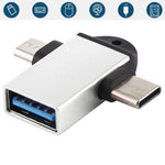 USB 3.0 メス to USB-C / Type-C オス + Micro USB オス 多機能 OTGアダプター スリングホール付き