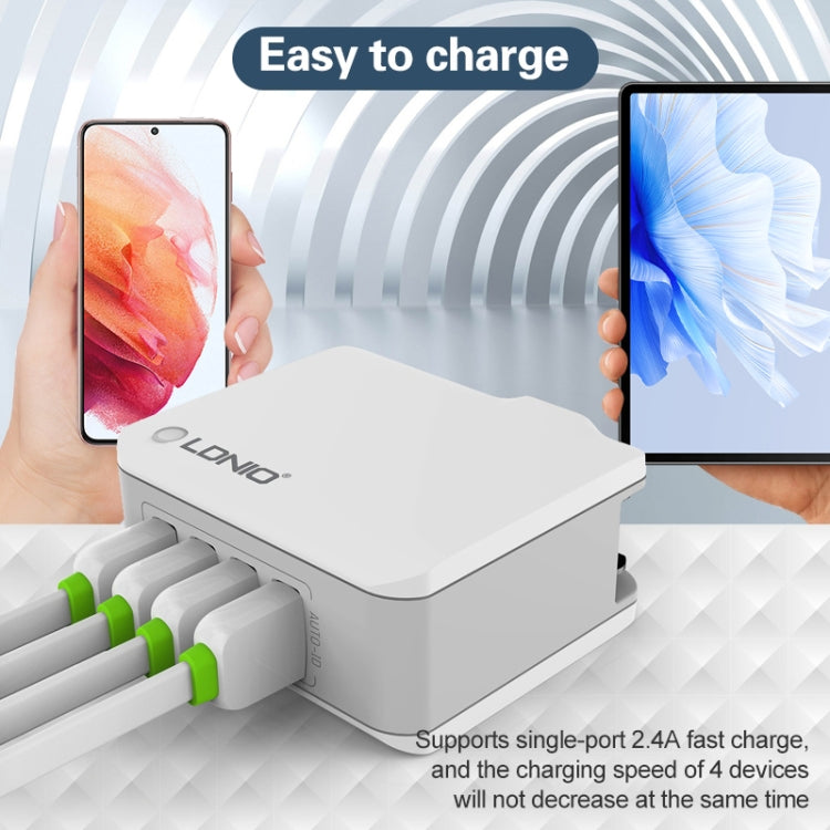 LDNIO A4403 4.4A 4ポートUSBスマートトラベル充電器 EUプラグ SAS5293AU, SAS5293EU, SAS5293UK, SAS5293US