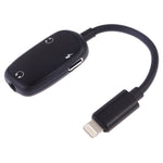 8 Pin to 8 Pin Charging Interface + 8 Pin Earphone Interface + 3.5mm Audio Interface Earphone Adapter, Black, Pink, Gold, Red, Silver