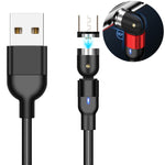1m 2A出力 USBからマイクロUSB ナイロン編み回転マグネティック充電ケーブル、1mマイクロUSB
