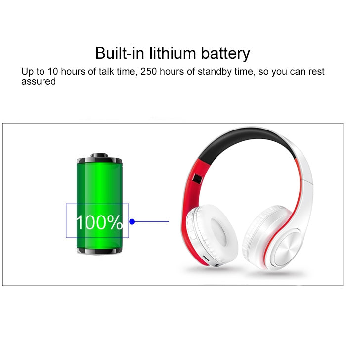 LPT660 ワイヤレス折りたたみスポーツステレオ音楽Bluetooth電話用イヤホン TFカード対応