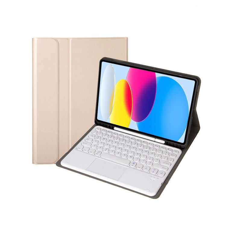 iPad 11 2025 / 第10世代 10.9 2022用 YA10B-A ラムスキンテクスチャ Bluetoothタッチキーボード レザータブレットケース ペンスロット付き, YA10B-A