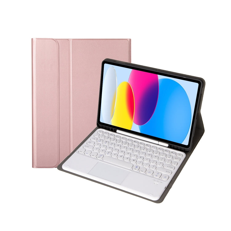 iPad 11 2025 / 第10世代 10.9 2022用 YA10B-A ラムスキンテクスチャ Bluetoothタッチキーボード レザータブレットケース ペンスロット付き, YA10B-A