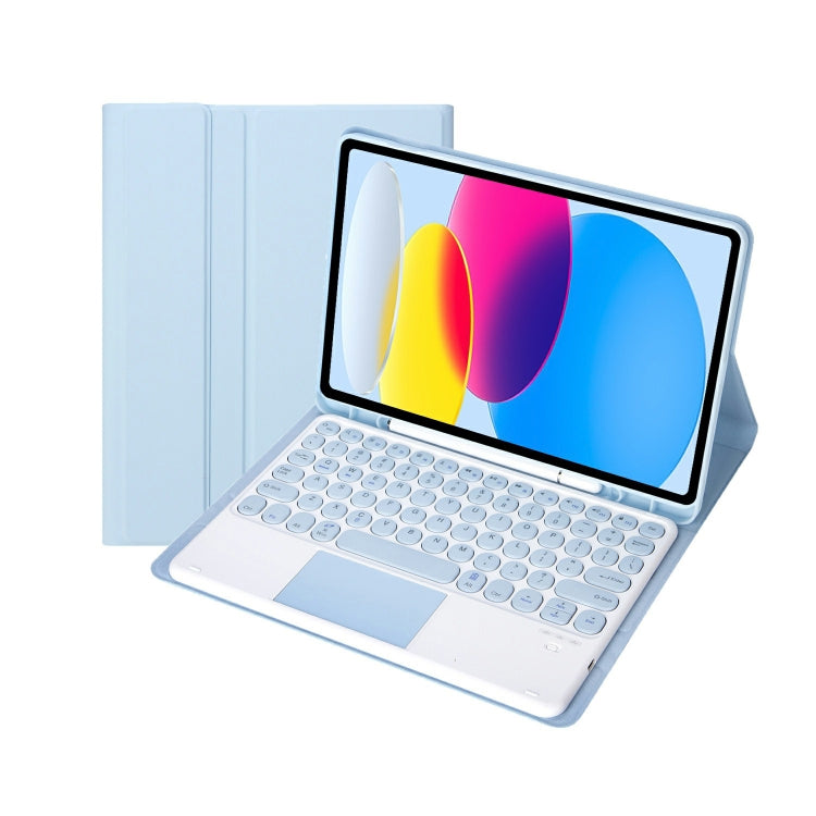 iPad 11 2025 / 第10世代 10.9 2022用 YA10B-A ラムスキンテクスチャ Bluetoothタッチキーボード レザータブレットケース ペンスロット付き, YA10B-A
