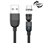 2m 3A出力 USBからUSB-C / Type-C 540度回転式マグネットデータ同期充電ケーブル、2m Type-C