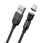 2m 3A出力 USBからUSB-C / Type-C 540度回転式マグネットデータ同期充電ケーブル、2m Type-C