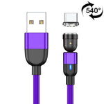 2m 3A出力 USBからUSB-C / Type-C 540度回転式マグネットデータ同期充電ケーブル、2m Type-C