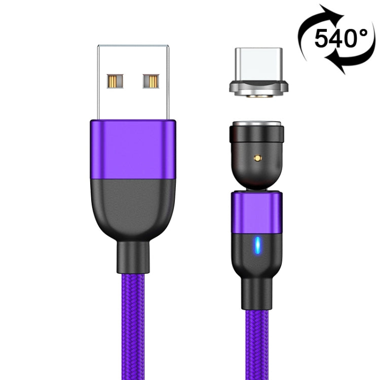 2m 3A出力 USBからUSB-C / Type-C 540度回転式マグネットデータ同期充電ケーブル、2m Type-C