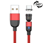 2m 3A出力 USBからUSB-C / Type-C 540度回転式マグネットデータ同期充電ケーブル、2m Type-C