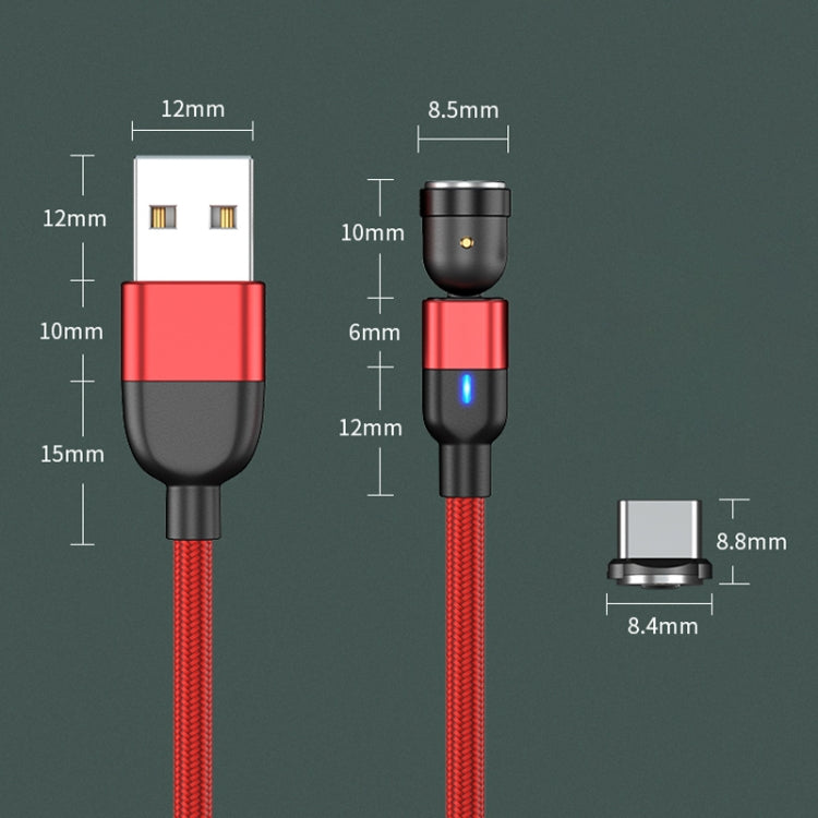 2m 3A出力 USBからUSB-C / Type-C 540度回転式マグネットデータ同期充電ケーブル、2m Type-C