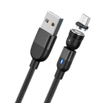 2m 3A出力 USBからマイクロUSB 540度回転式マグネットデータ同期充電ケーブル、2m マイクロUSB
