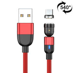 2m 3A出力 USBからマイクロUSB 540度回転式マグネットデータ同期充電ケーブル、2m マイクロUSB