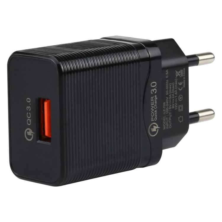 LZ-728 2-in-1 18W QC 3.0 USBインターフェーストラベル充電器 + USB to USB-C / タイプCデータケーブルセット EUプラグ ケーブル長さ: 1m USB-C / タイプCケーブル付き