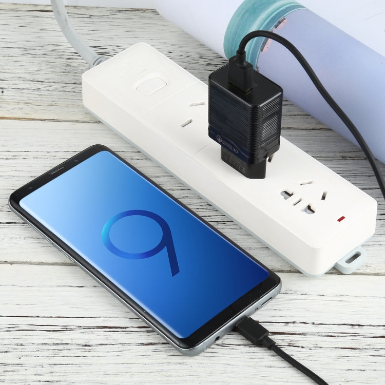 LZ-728 2-in-1 18W QC 3.0 USBインターフェーストラベル充電器 + USB to USB-C / タイプCデータケーブルセット EUプラグ ケーブル長さ: 1m USB-C / タイプCケーブル付き