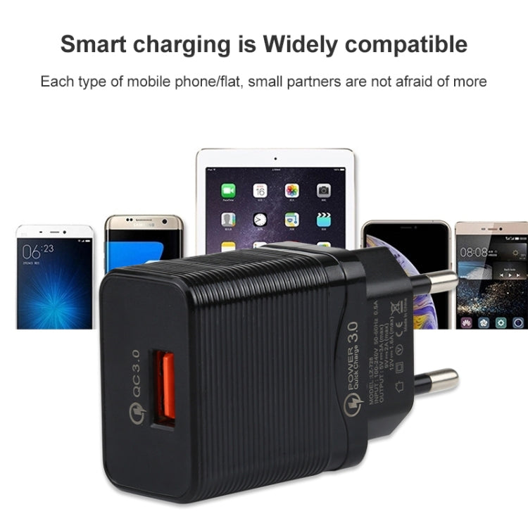 LZ-728 2-in-1 18W QC 3.0 USBインターフェーストラベル充電器 + USB to USB-C / タイプCデータケーブルセット EUプラグ ケーブル長さ: 1m USB-C / タイプCケーブル付き