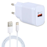 LZ-728 2-in-1 18W QC 3.0 USBインターフェーストラベル充電器 + USB to USB-C / タイプCデータケーブルセット EUプラグ ケーブル長さ: 1m USB-C / タイプCケーブル付き