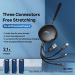 REMAX RC-185th 3 in 1 2.1A USB から 8ピン + USB-C / Type-C + Micro USB Suryシリーズ 伸縮充電データケーブル