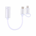 USB 3.0 メス から 8ピン + USB-C / Type-C オス 充電・転送 OTG ナイロン編みアダプターケーブル、ケーブル長さ: 11cm、8ピン シルバー + ホワイト、8ピン ブラック、8ピン シルバー、8ピン レッド、8ピン ブルー