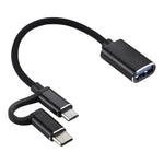 USB 3.0 メス to Micro USB + USB-C / Type-C オス 充電＆転送 OTG ナイロン編みアダプターケーブル、ケーブル長さ：11cm、Micro USB ブラック、Micro USB ブルー、Micro USB レッド、Micro USB シルバー、Micro USB ホワイト