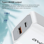awei PD4 20W PD Type-C + QC 3.0 USBインターフェース 急速充電トラベル充電器 データケーブル付き、EUプラグ