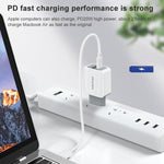 awei PD4 20W PD Type-C + QC 3.0 USBインターフェース 急速充電トラベル充電器 データケーブル付き、EUプラグ