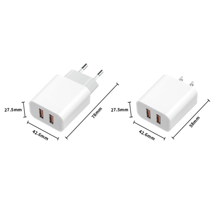 M117 2.4A デュアルUSBポートフラッシュ充電器 トラベル充電器 EUプラグ デュアルUSB