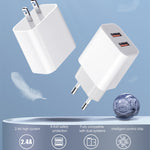 M117 2.4A デュアルUSBポートフラッシュ充電器 トラベル充電器 EUプラグ デュアルUSB