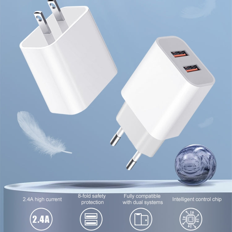 M117 2.4A デュアルUSBポートフラッシュ充電器 トラベル充電器 EUプラグ デュアルUSB
