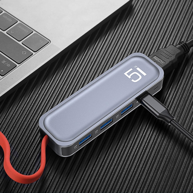 ROCK RT16 5 in 1 Type-C / USB-CからHDMI + 4 USB 3.0多機能ドッキングステーションハブコンバーター拡張ドック、RT16