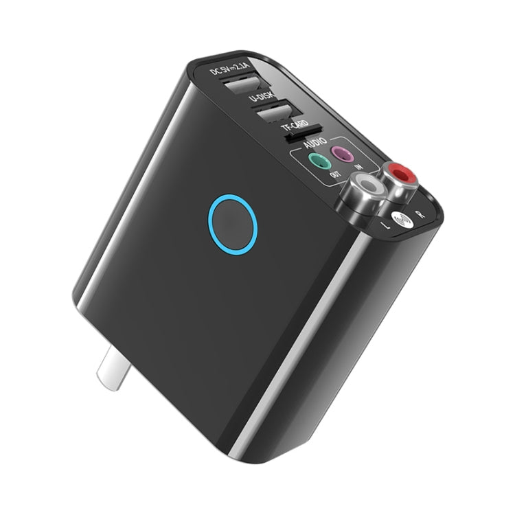 K16 2-in-1 3.5mm AUX + RAC デュアル出力プラグイン Bluetooth 5.0 オーディオ送受信機 リモコン付き, CNプラグ, CNプラグ
