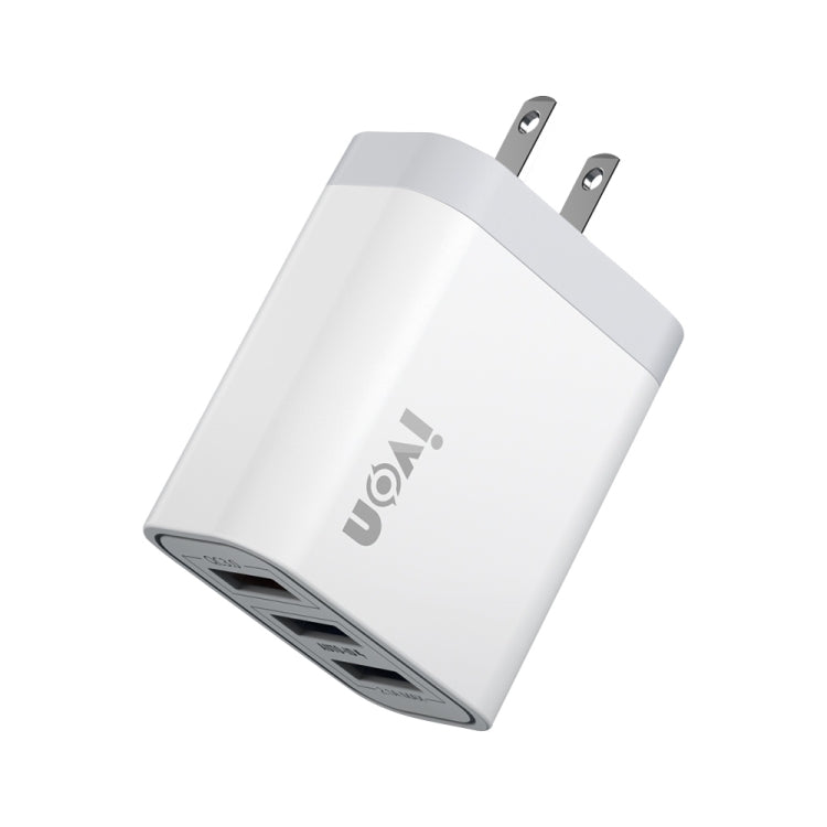 IVON AD37 5A QC 3.0 3ポートUSBトラベルチャージャー、米国プラグ、AD37
