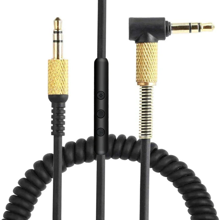 Marshallイヤホン用ワイヤーコントロール通話版3.5mmオス-オスイヤホンケーブル、ケーブル長さ: 1.25m-1.8m、ワイヤーコントロール通話版