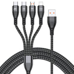 4 in 1 66W 6A USB から 8ピン + Micro USB + デュアル USB-C / Type-C 急速充電データケーブル、ケーブル長さ: 1.2m、1.2m、1.2m 66W
