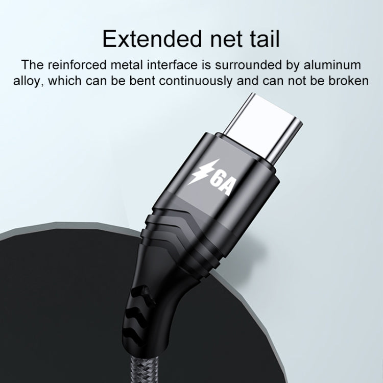 4 in 1 66W 6A USB から 8ピン + Micro USB + デュアル USB-C / Type-C 急速充電データケーブル、ケーブル長さ: 1.2m、1.2m、1.2m 66W