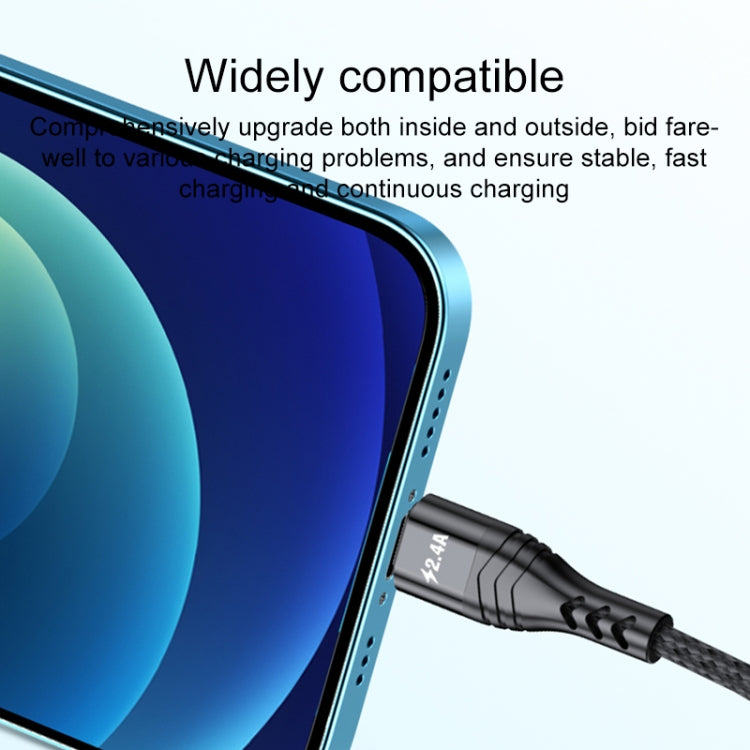 4 in 1 66W 6A USB から 8ピン + Micro USB + デュアル USB-C / Type-C 急速充電データケーブル、ケーブル長さ: 2m、2m、2m 66W