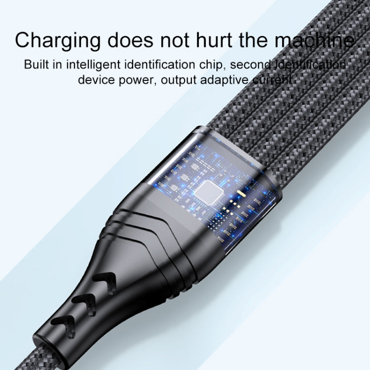 4 in 1 66W 6A USB から 8ピン + Micro USB + デュアル USB-C / Type-C 急速充電データケーブル、ケーブル長さ: 2m、2m、2m 66W