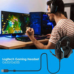 ZS0155 Logitech G633 / G633s USBヘッドセットオーディオケーブル 通話・ヘッドセットライト対応、ケーブル長さ: 2m、Logitech G633用2m