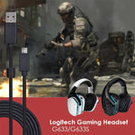 ZS0155 Logitech G633 / G633s USBヘッドセットオーディオケーブル 通話・ヘッドセットライト対応、ケーブル長さ: 2m、Logitech G633用2m