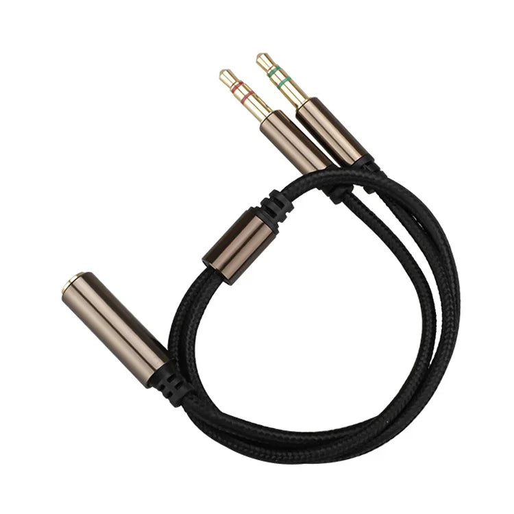 ZS0135 SteelSeries Arctis 3 / 5 / 7用3.5mmメスからデュアル3.5mmオスイヤホンアダプターケーブル、ケーブル長さ: 30cm、アダプターケーブル