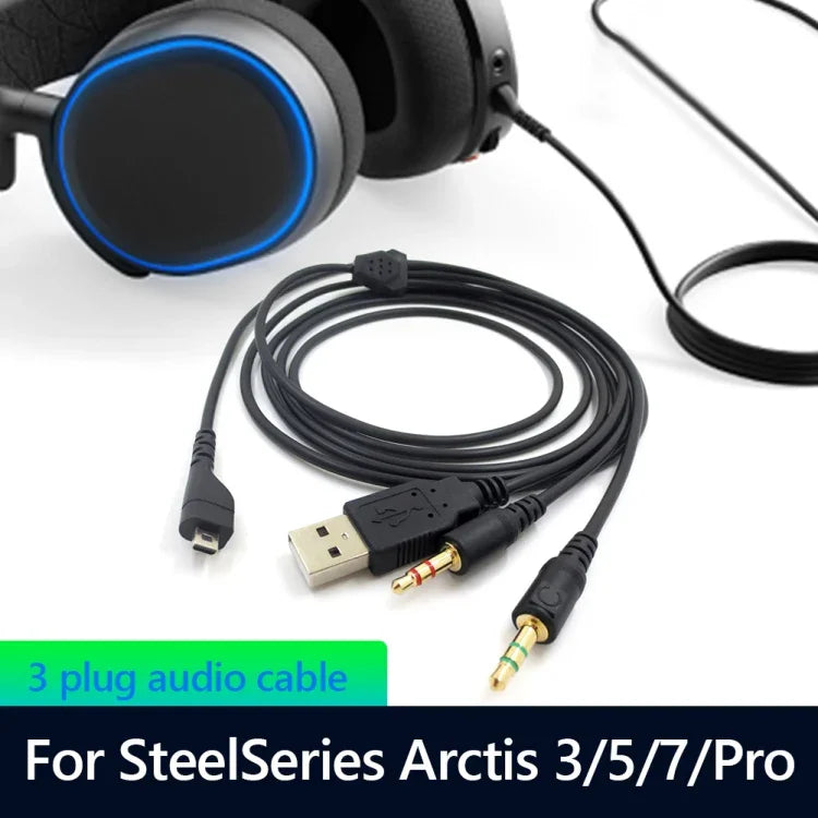 ZS0224 3プラグヘッドホンオーディオケーブル SteelSeries Arctis 3 / 5 / 7 / Pro 用、ZS0224