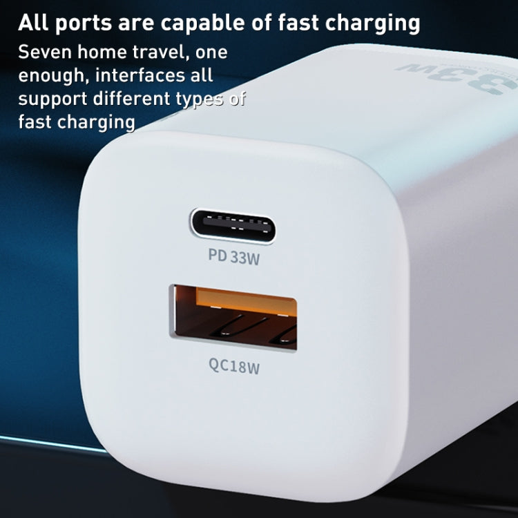 WK WP-U140 33W パワーシリーズ USB+USB-C/Type-C 急速充電器、仕様：USプラグ、33W USプラグ