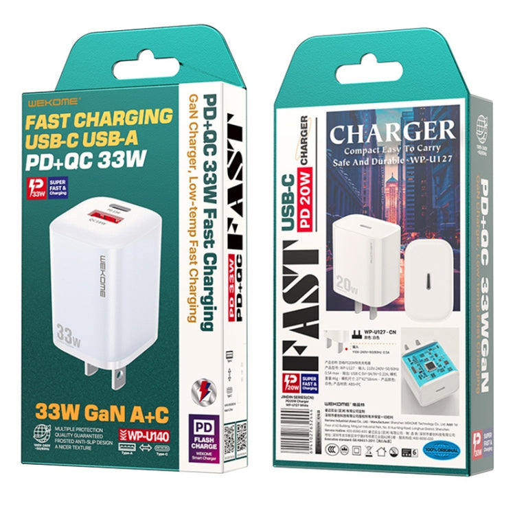WK WP-U140 33W パワーシリーズ USB+USB-C/Type-C 急速充電器、仕様：USプラグ、33W USプラグ