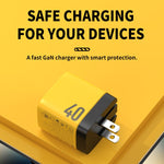 WK WP-U128 40W デュアル USB-C/Type-C インターフェース ガリウムナイトライド充電器、仕様：USプラグ