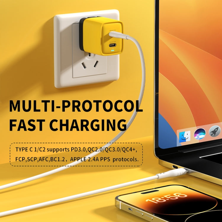 WK WP-U128 40W デュアル USB-C/Type-C インターフェース ガリウムナイトライド充電器、仕様：USプラグ