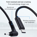 USB-C / Type-Cから4.0 x 1.7mmノートパソコン電源充電ケーブル、ケーブル長：約1.5m、Type-Cから4.0 x 1.7mmバレットヘッドへ