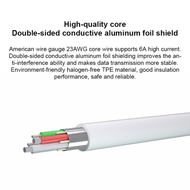 オリジナル Huawei CC790 USB Type-A から USB-C / Type-C インターフェース 6A データケーブル、ケーブル長：1m