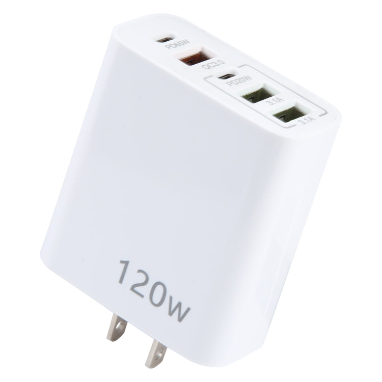 120W デュアルPD Type-C + 3ポートUSB マルチポート充電器、USプラグ、USプラグ